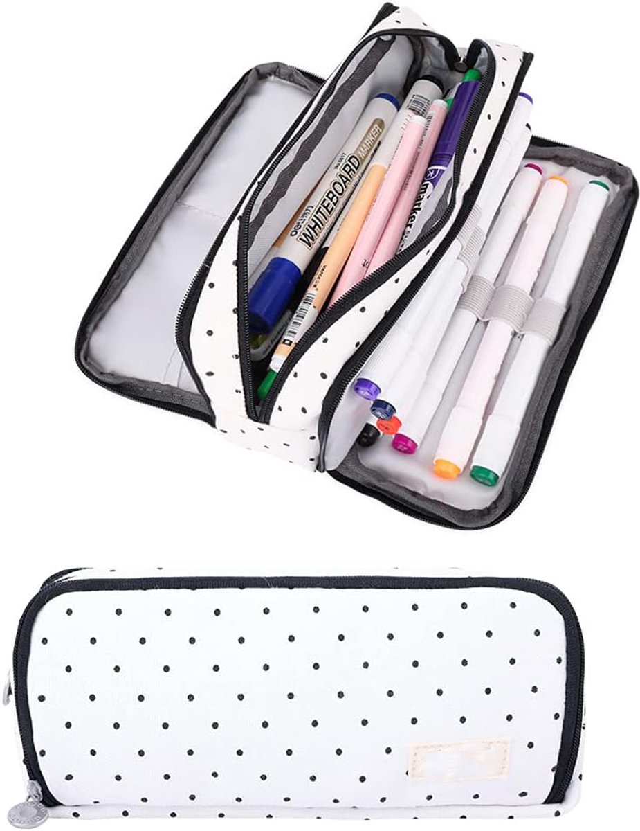 VHV - Pennenetui - Etui school - Pennenzak groot - Etui met 3 ritsen - Multi vakken etui - Pennenmap organizer - Mesh pocket etui - Schrijfwaren tas - Voor school - Voor kantoor - Voor studenten