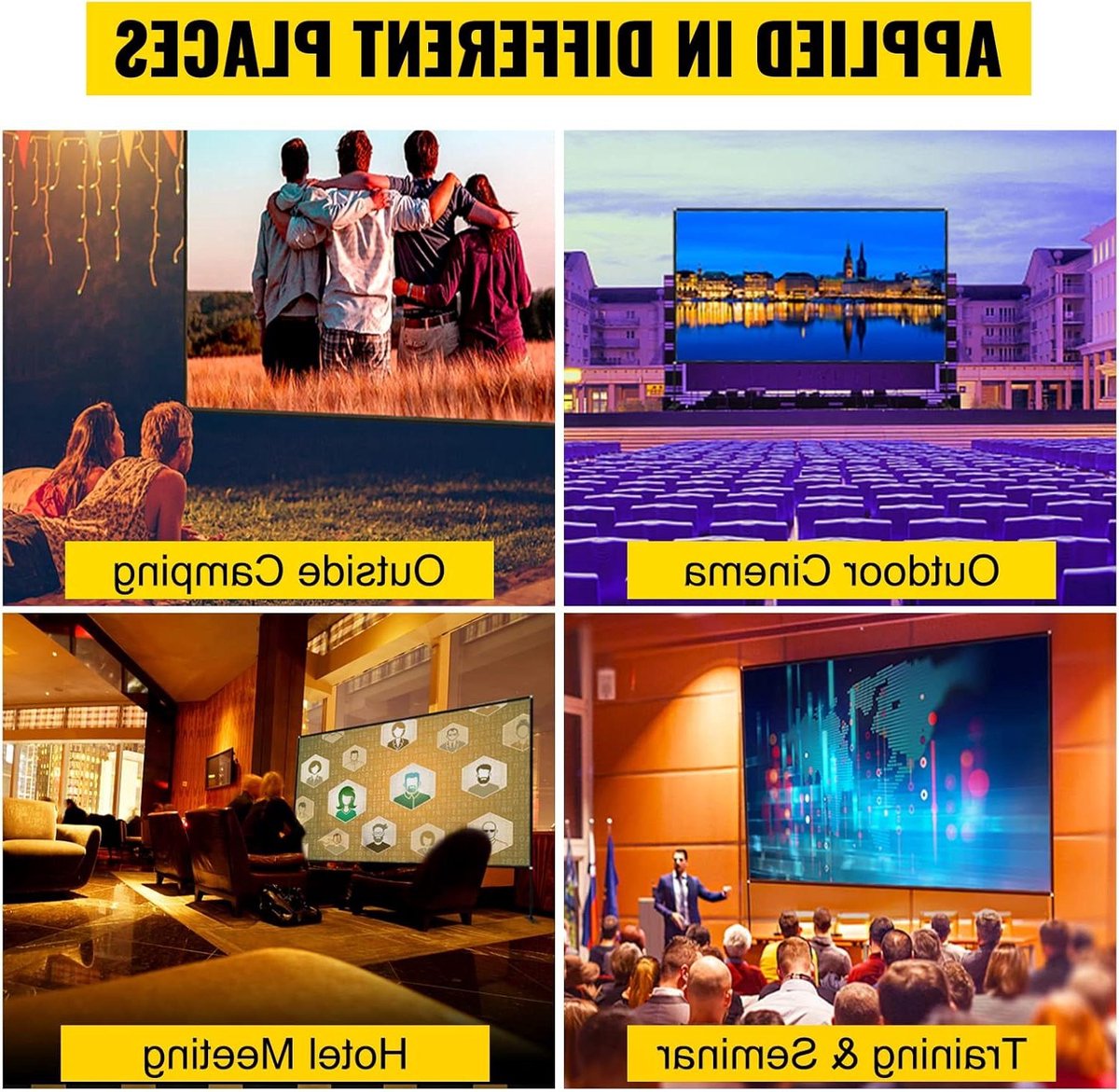 Projector Scherm 80 Inch - 4K Full HD Kwaliteit - 160 Graden Kijkhoek - Projectiescherm - Beamerscherm - 16:9 Beeldverhouding - Inclusief Standaard - Zwart