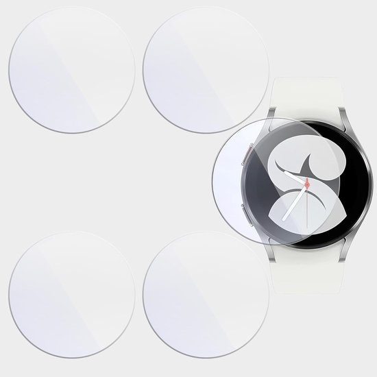 Displaybeschermfolie voor smartwatch 40 mm, transparant gehard glas, ronde rand, 5 stuks, HD-kwaliteit.