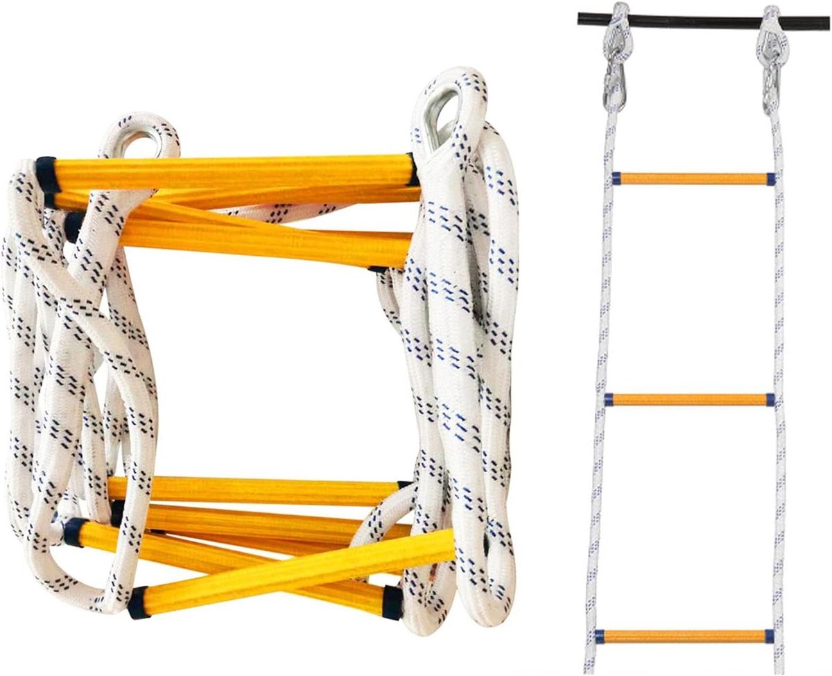 Touwladder Nooduitgang - Veilige Ladder - Brand Ontsnapping - Vlamvertragend - 5 Meter - Zwart