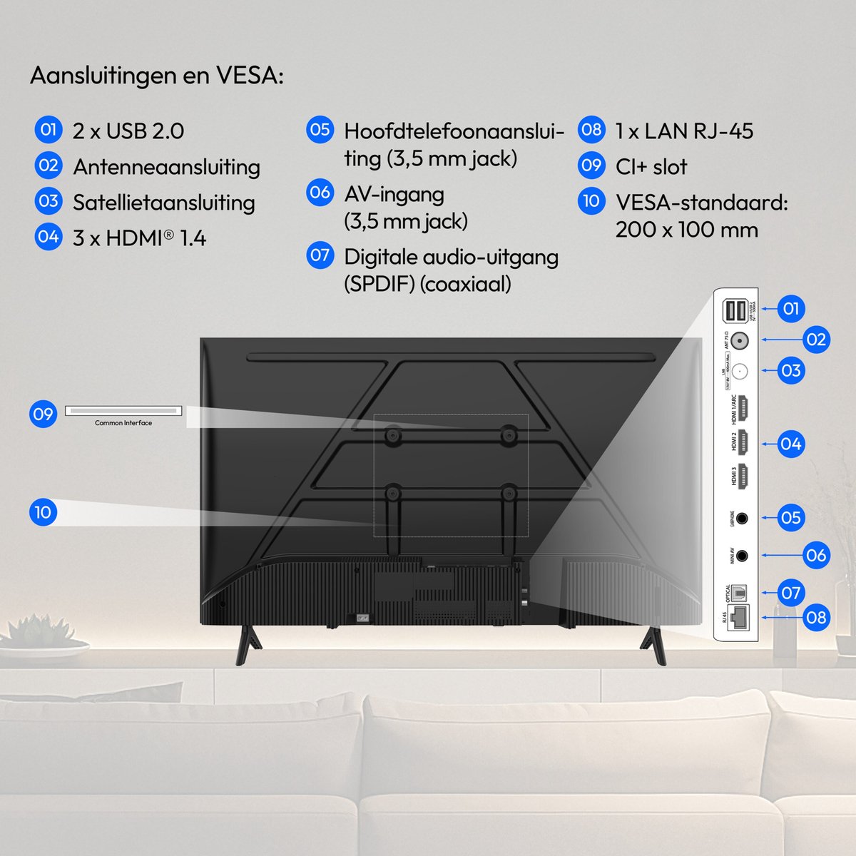 MEDION 108 cm (43 inch) Full HD-televisie (Smart-TV, VIDAA Store, Prime Video, Disney+, DAZN, Paramount+, HbbTV, PVR, HD Triple Tuner, MD 843102) thumbnail 3