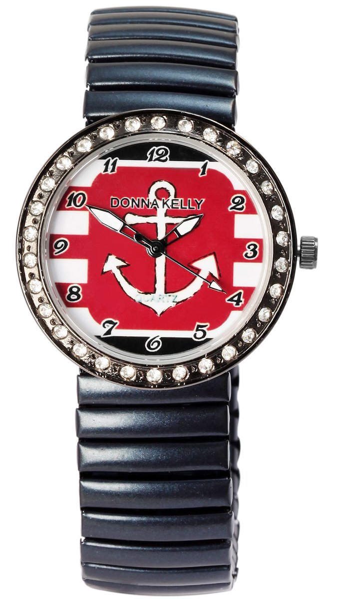 DONNA KELLY dameshorloge roestvrij staal 1700071 Dameshorloge, trekband, imitatieleer, maritiem, veelkleurig