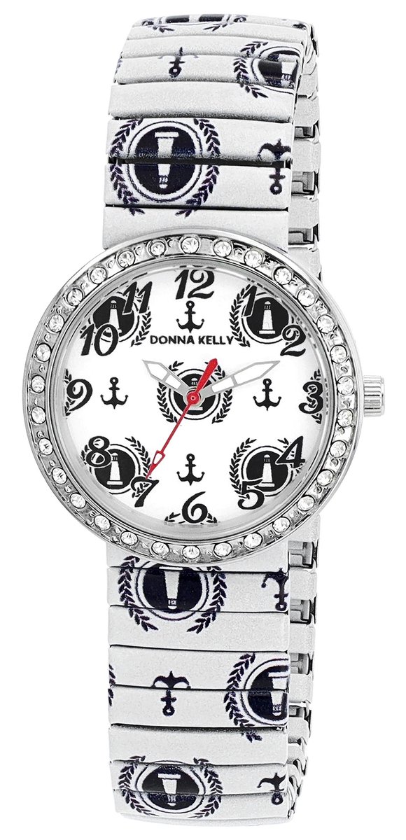 DONNA KELLY dameshorloge roestvrij staal 1700071 Dameshorloge, trekband, imitatieleer, maritiem, veelkleurig