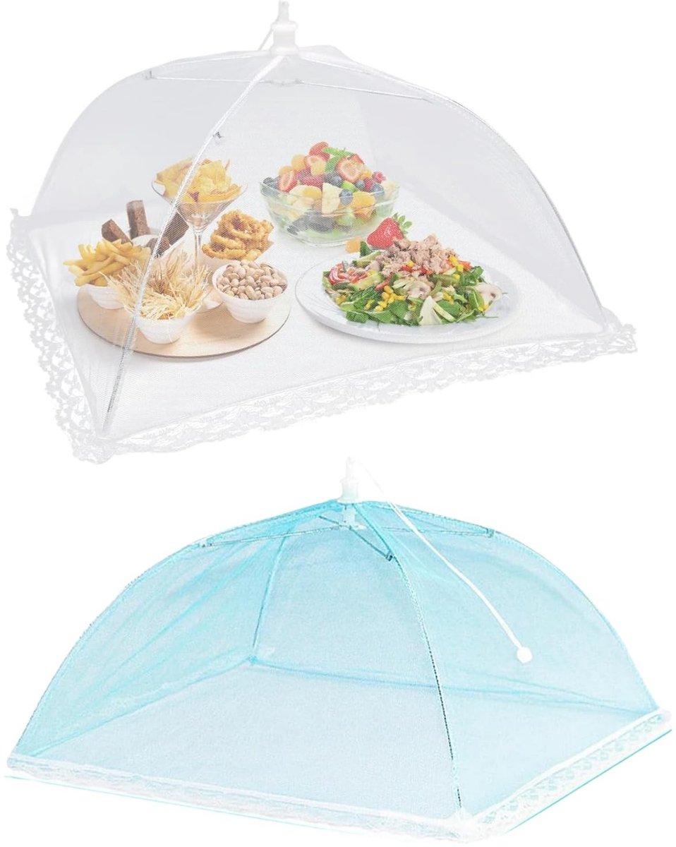Cosensi- Voedselafdekking opvouwbaar - Vliegenkap - Insectenbescherming - Netstofafdekking - 32 x 32 cm - Perfect voor barbecue