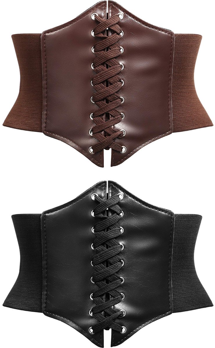 Cosensi- Korset Riem Retro - Steampunk Riem - Elastische Tailleband - 2-delige Set - Verstelbaar Kunstleder - Comfortabel Ontwerp - Corset