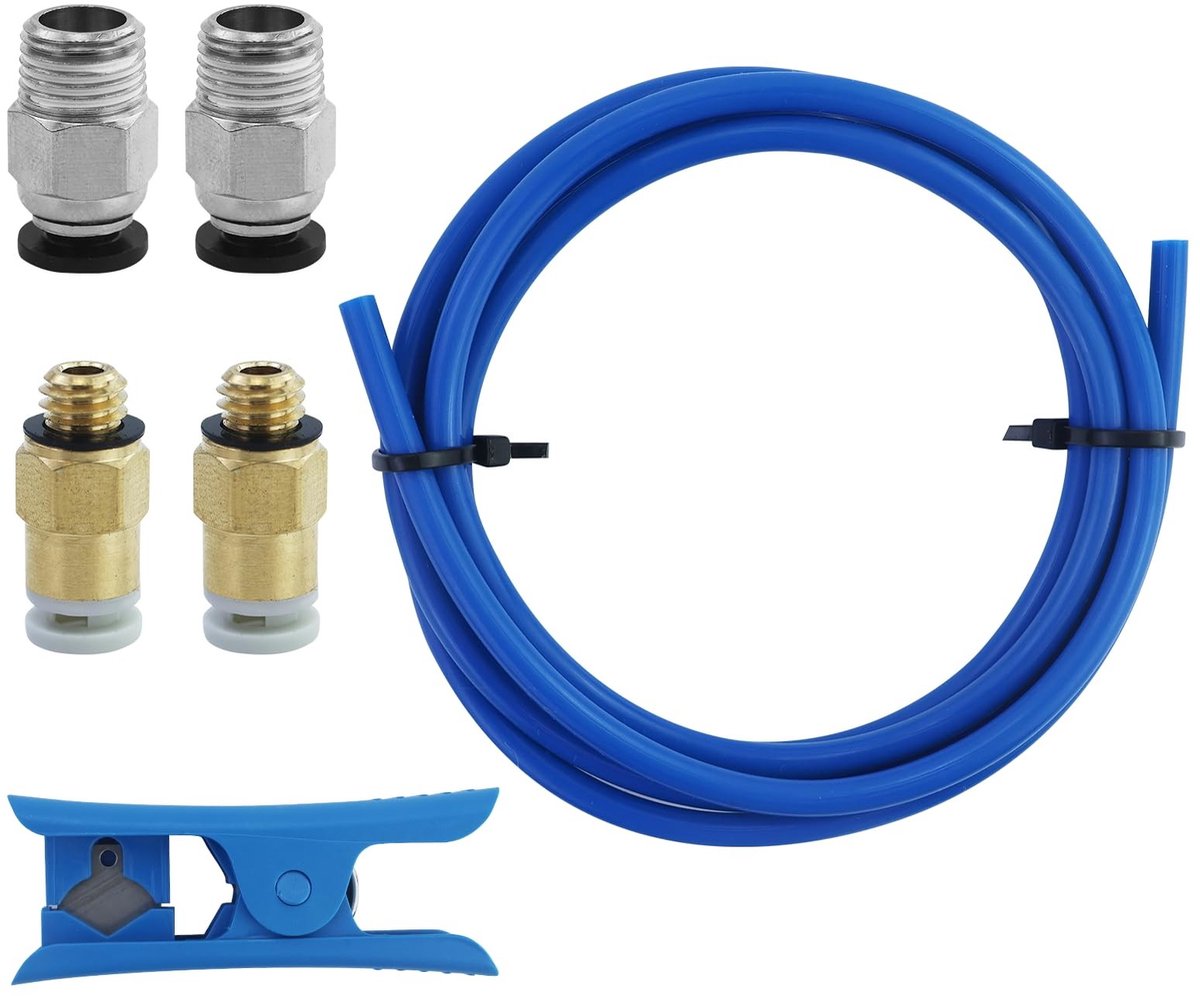 Dailygoods- Aansluitstukken 6 Stuks - PTFE-Teflon Slangenset - Slangsnijder - Duurzaam Materiaal - Eenvoudige Installatie - Blauw 12,7 x 11,8 x 2,6 cm