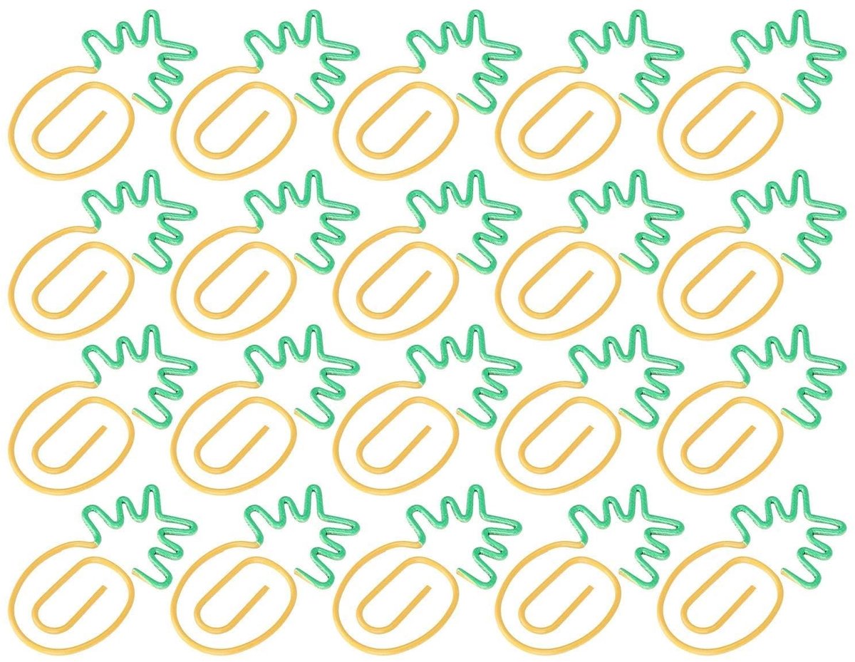 MTTproducts- Papierclips Ananasvorm - 20 Stuks - Lichtgewicht - Draagbaar - Kantoor Benodigdheden - Gegalvaniseerd IJzerdraad - Kantoorbenodigdheden
