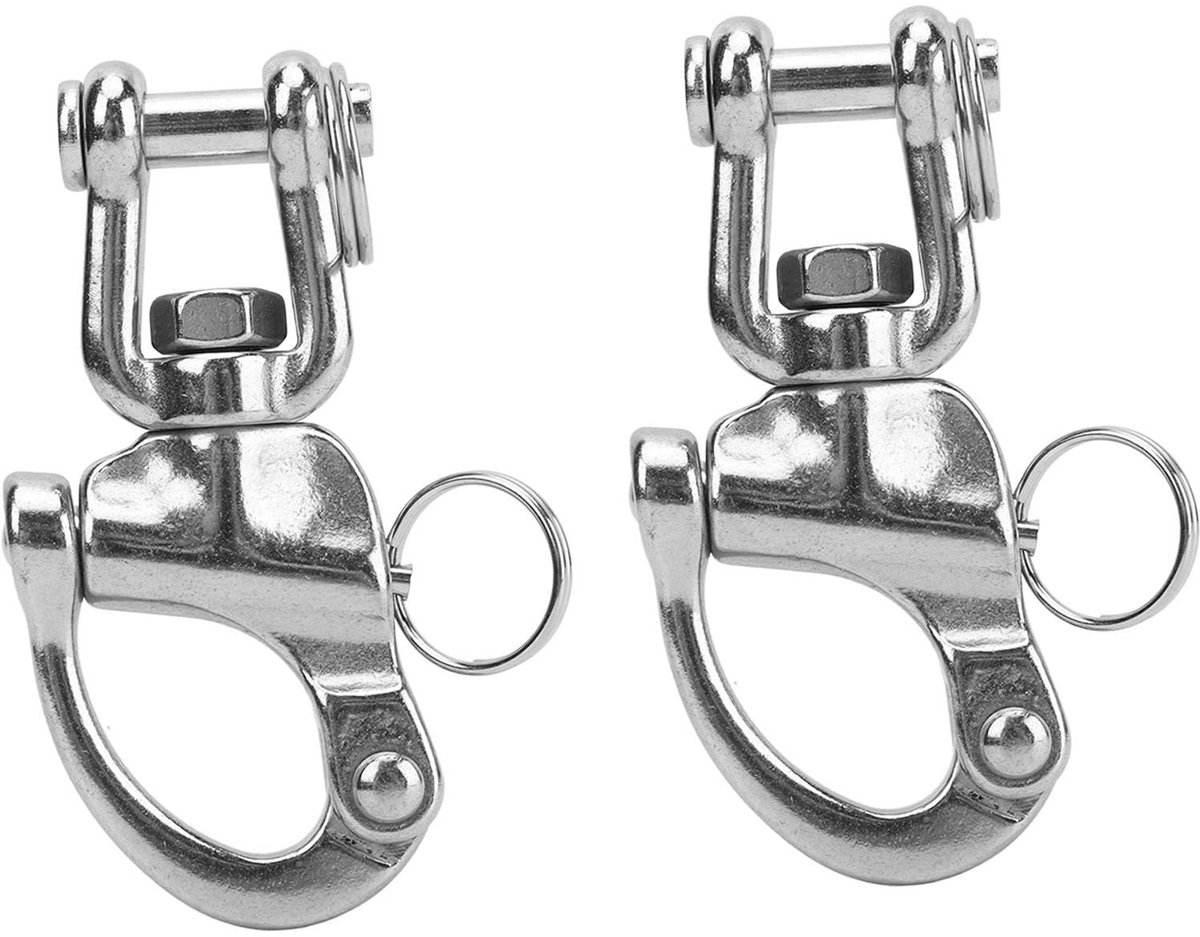 Dailygoods- Karabijnhaak Hoge Sterkte - RVS - Musketonhaak - Draagvermogen - Roterende Oog - Snelontgrendelingsmechanisme - Sluitingen