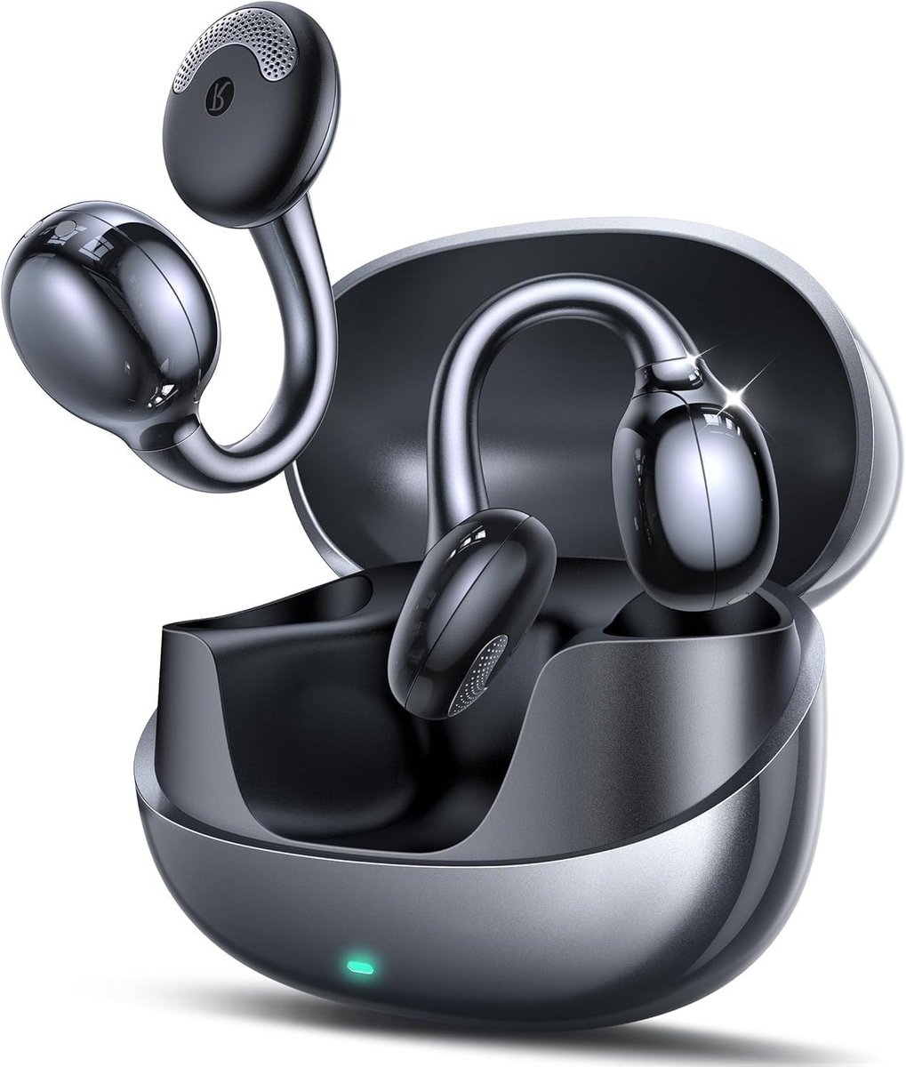 Open Ear Draadloze Hoofdtelefoon met Bluetooth 5.4, ENC Noise Cancelling Mic, Lichtgewicht en Waterbestendig voor Sport en Dagelijks Gebruik