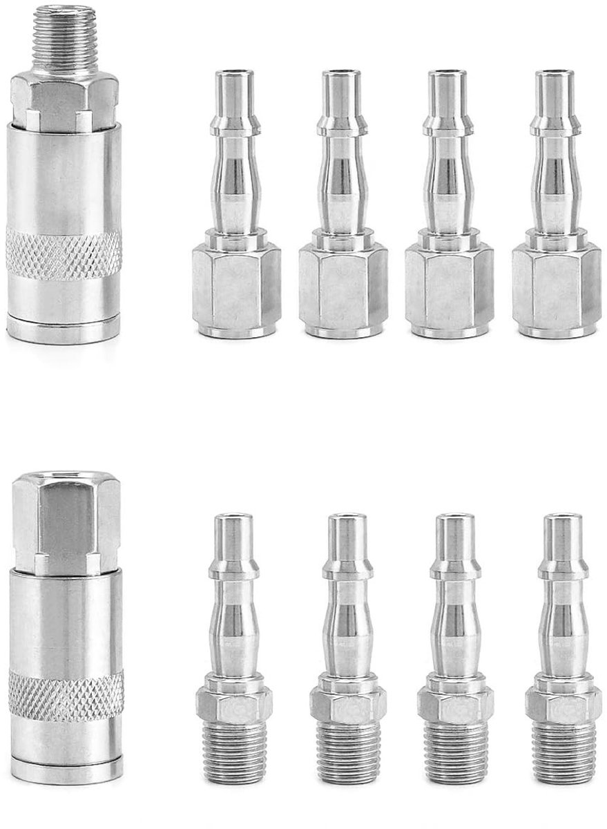 10-delige Set 1/4" Pneumatische Verbinders voor Luchtcompressoren