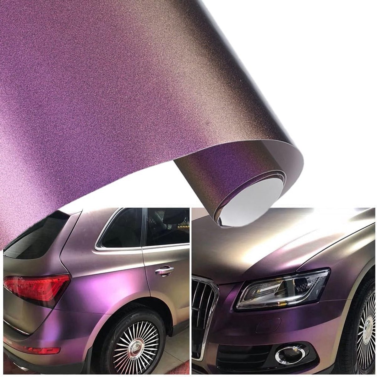 Paarse Matte Metallic Auto Wrapping Film, Chameleon Tuning Foil, Zelfklevend en Waterdicht voor Auto, Motor en Fiets (75 x 152cm)