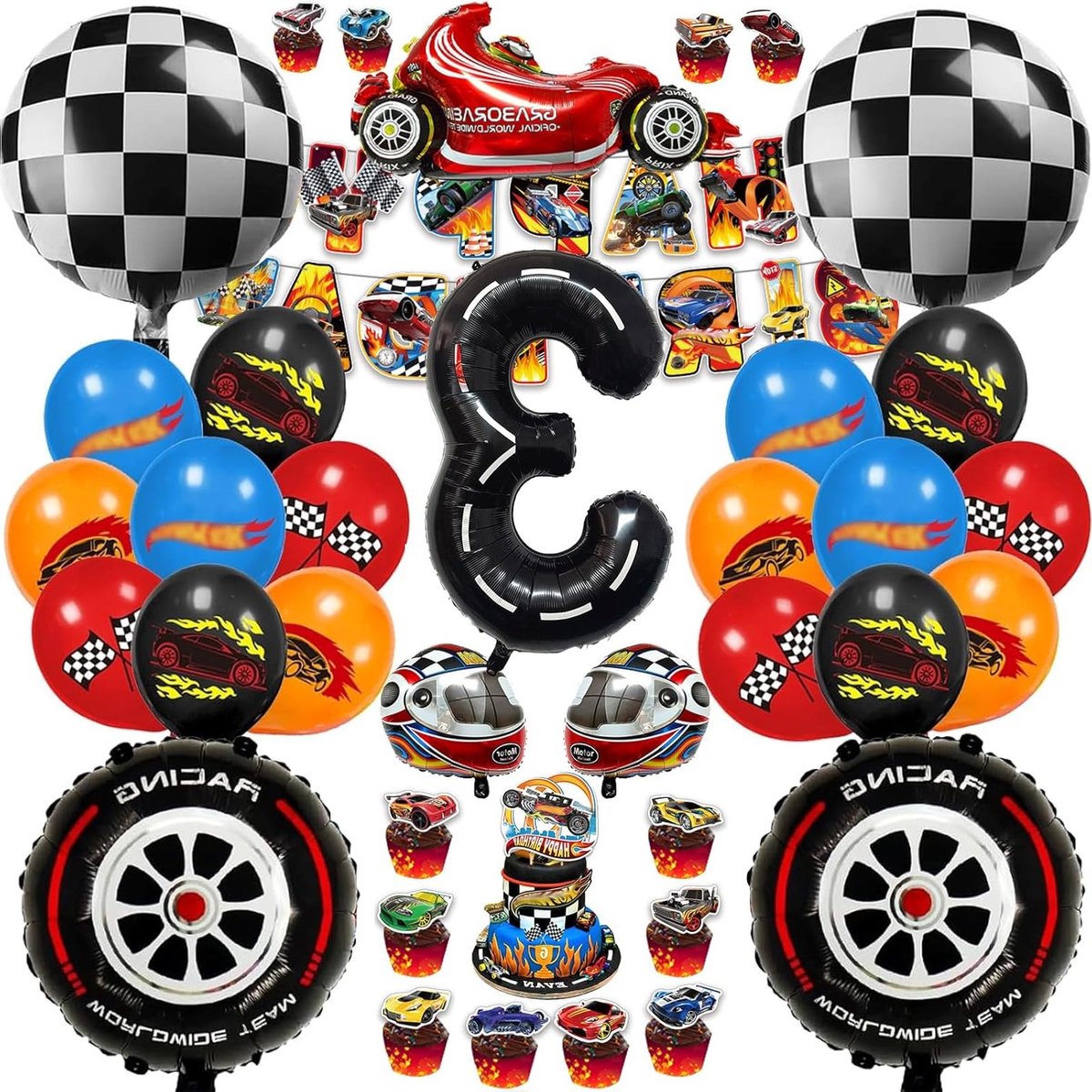 Verjaardagsdecoratie voor Jongens, Auto-Thema Feestset, Versiering voor Autoliefhebbers, Feestartikelen en Ballonnen