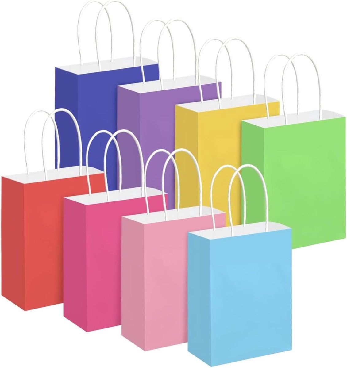 40 stuks cadeauzakjes van kraftpapier met handvat, ideaal voor winkelen, feesten en verjaardagen, 15 x 8 x 21 cm
