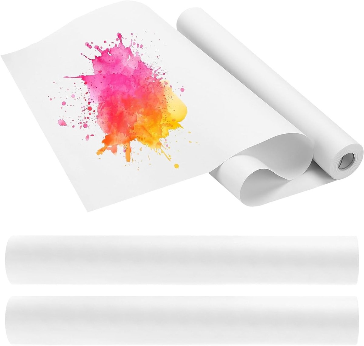 3 Rollen Tekening Papierrol 44cm x 25m, 70GSM Wit Schets- en Tracing Papier voor Schildersezel, Kunstprojecten en DIY Creaties
