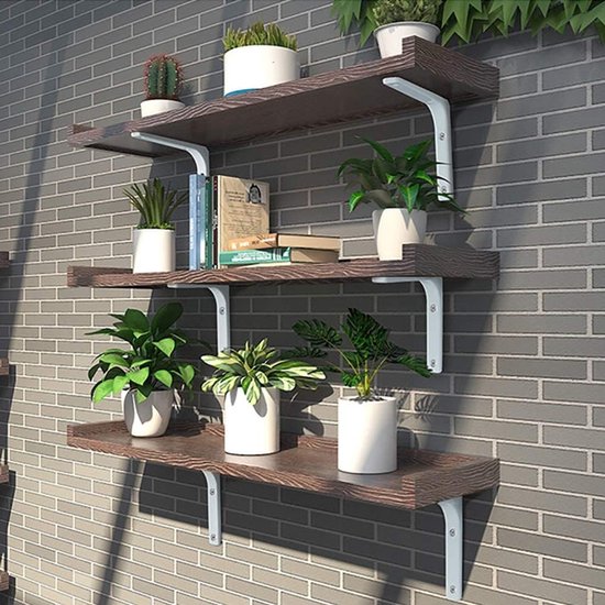 4 Stuks Wandbeugels voor Planken, Metalen Planksteunen 150mm x 125mm, Sterke IJzeren Plankdragers met Witte Afwerking voor Thuis en Kantoor — afbeelding 2
