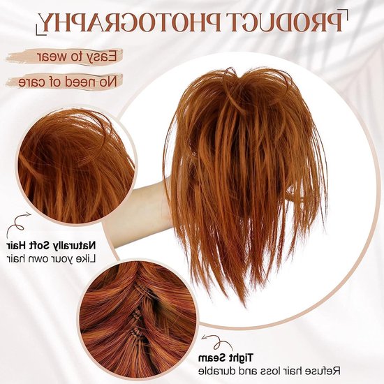 26 cm Ponytail Clip in Smooth Short Claw Haarstuk voor Natuurlijke Messy Bun, Koper Rood Haarverlenging voor Vrouwen en Meisjes van Merkloos — afbeelding 5