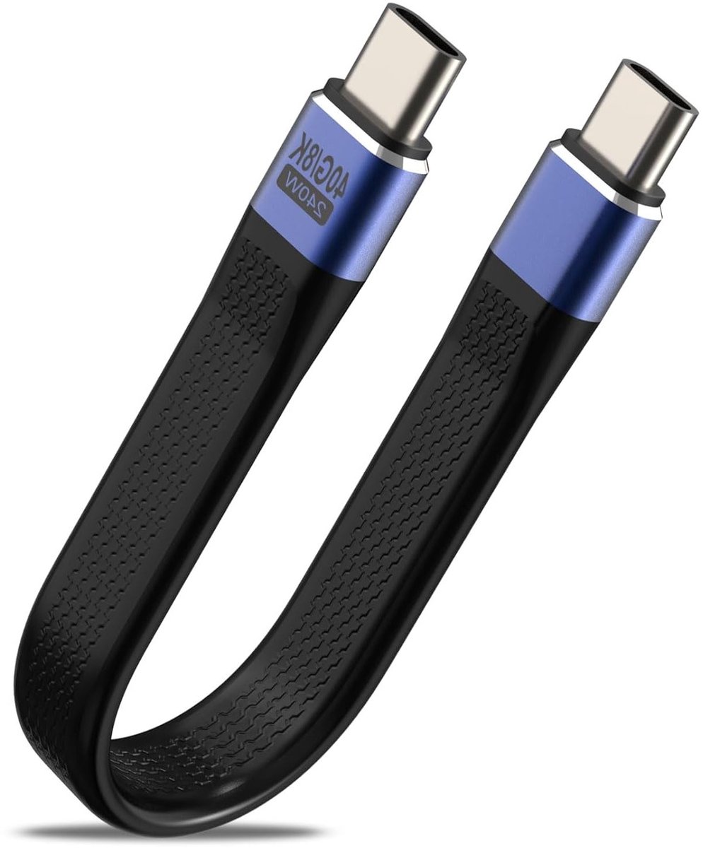 Korte 240W USB C naar USB C Kabel, 40Gbps USB 4.0 Type-C Oplaadkabel voor Snelladen, Flexibele Dataoverdracht 48V5A/8K@60Hz voor Smartphones en Laptops