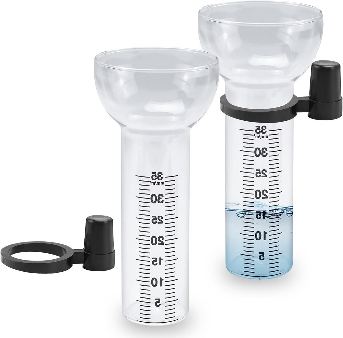 Set van 2 Regenmeters van Glas, 35 mm Vervangglas met Houder, Tuinaccessoire voor Nauwkeurige Neerslagmeting en Waterbeheer