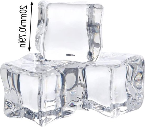 50 Stuks Acryl IJsblokjes voor Decoratie, Herbruikbare Plastic IJsblokjes voor Bar, Whisky en Wijn Glas Decoratie van Merkloos — afbeelding 4