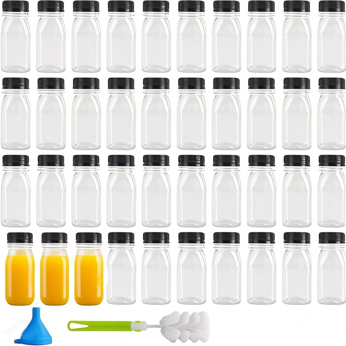40 Stuks Plastic Sapflessen 120ml - Kleine Flesjes met Deksel voor Melk, Water en Dranken