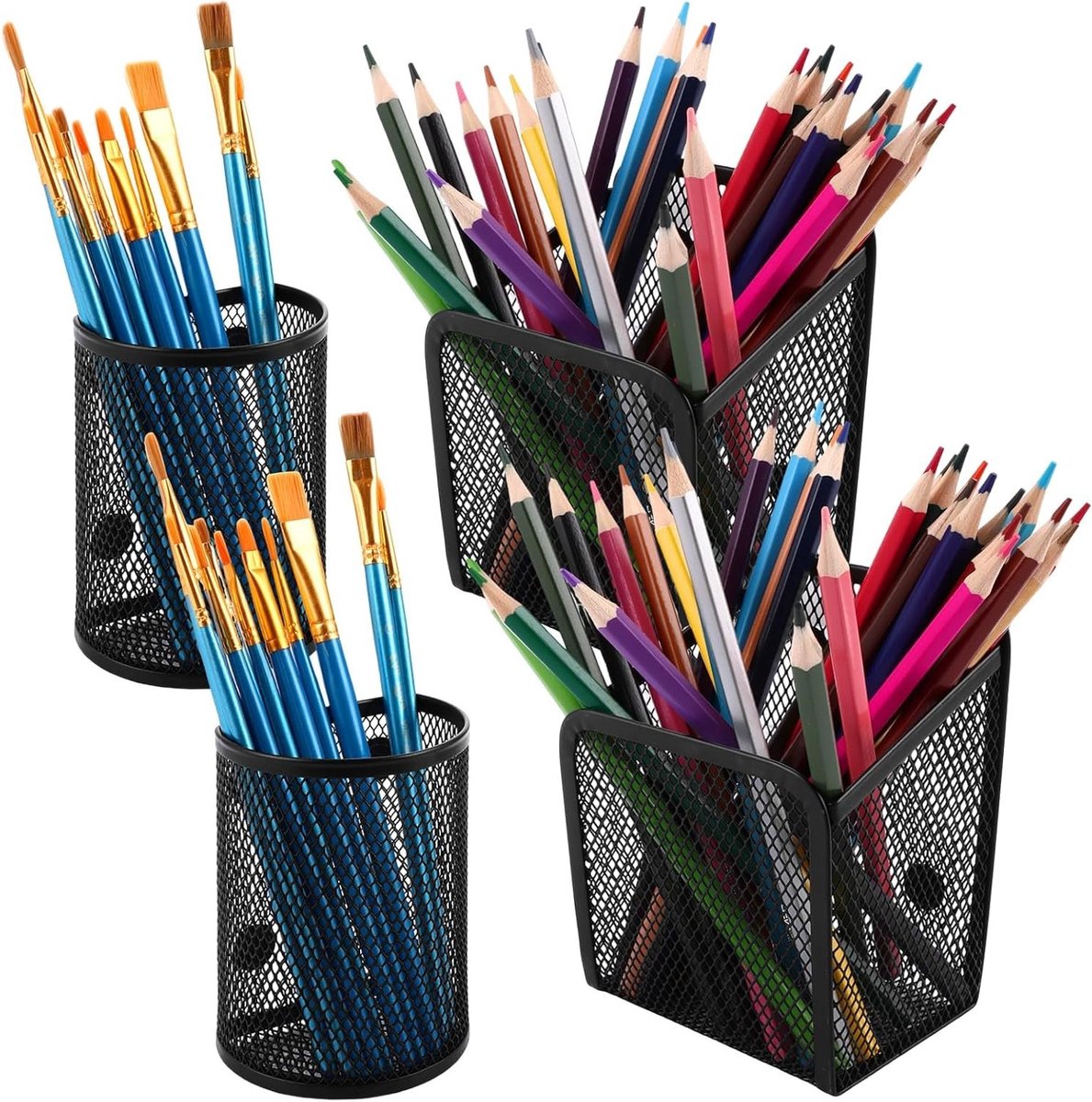 Set van 4 Magnetische Penhouders voor Bureau en Koelkast, Ideaal voor Kantoororganisatie en Opslag van Kantoorbenodigdheden
