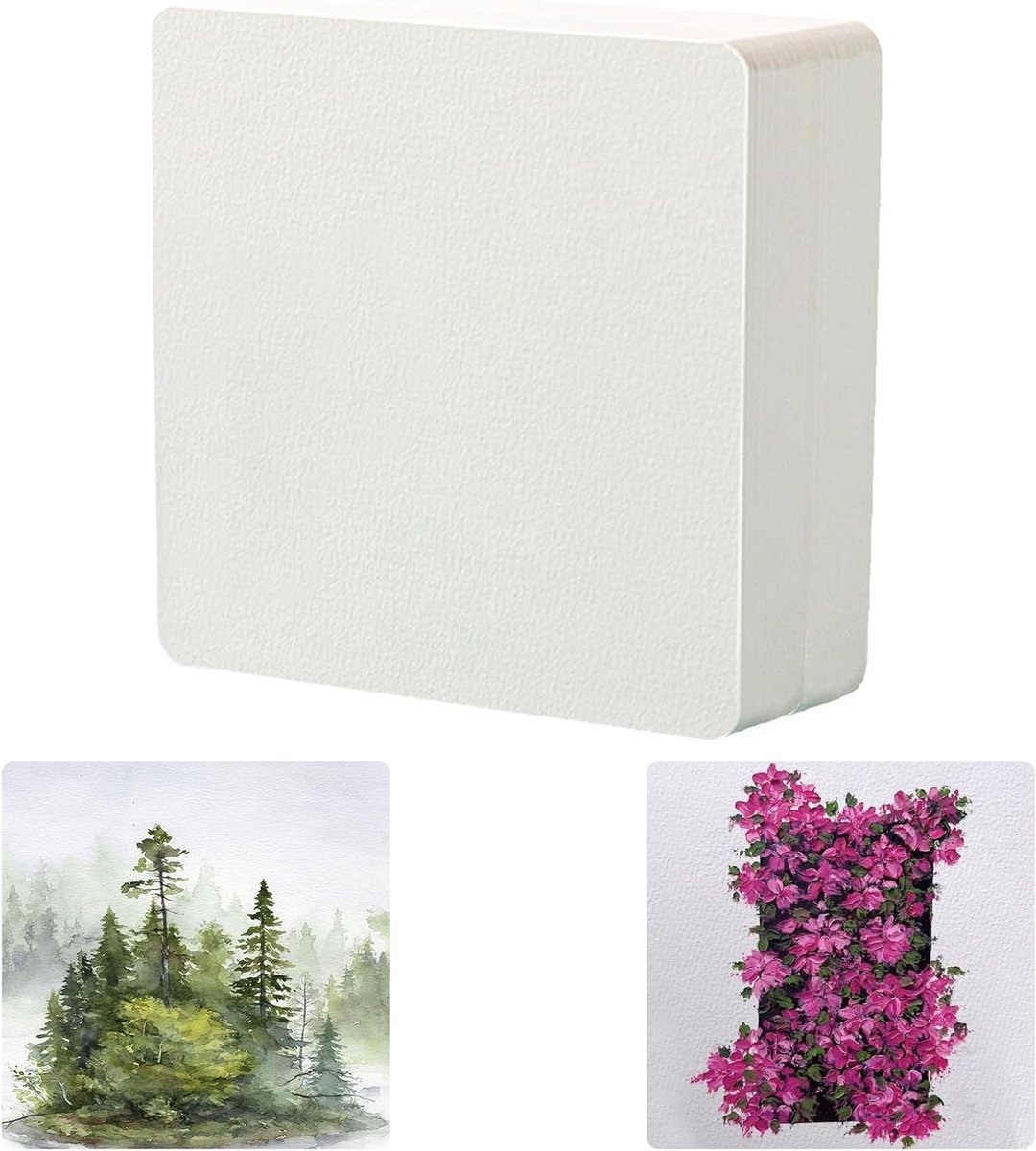 Watercolor Papier 50 Vellen Vierkant, 300g Katoen Geschikt voor Schilderen met Acryl, Krijt en Kleurpotlood, 4.7 Inch Vierkant