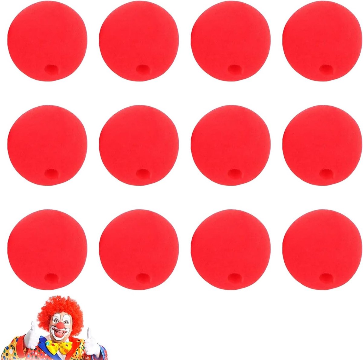 Set van 12 zachte schuimclownneuzen voor carnaval, feest en kostuum, herbruikbaar voor gezichtsmakeup en circusplezier