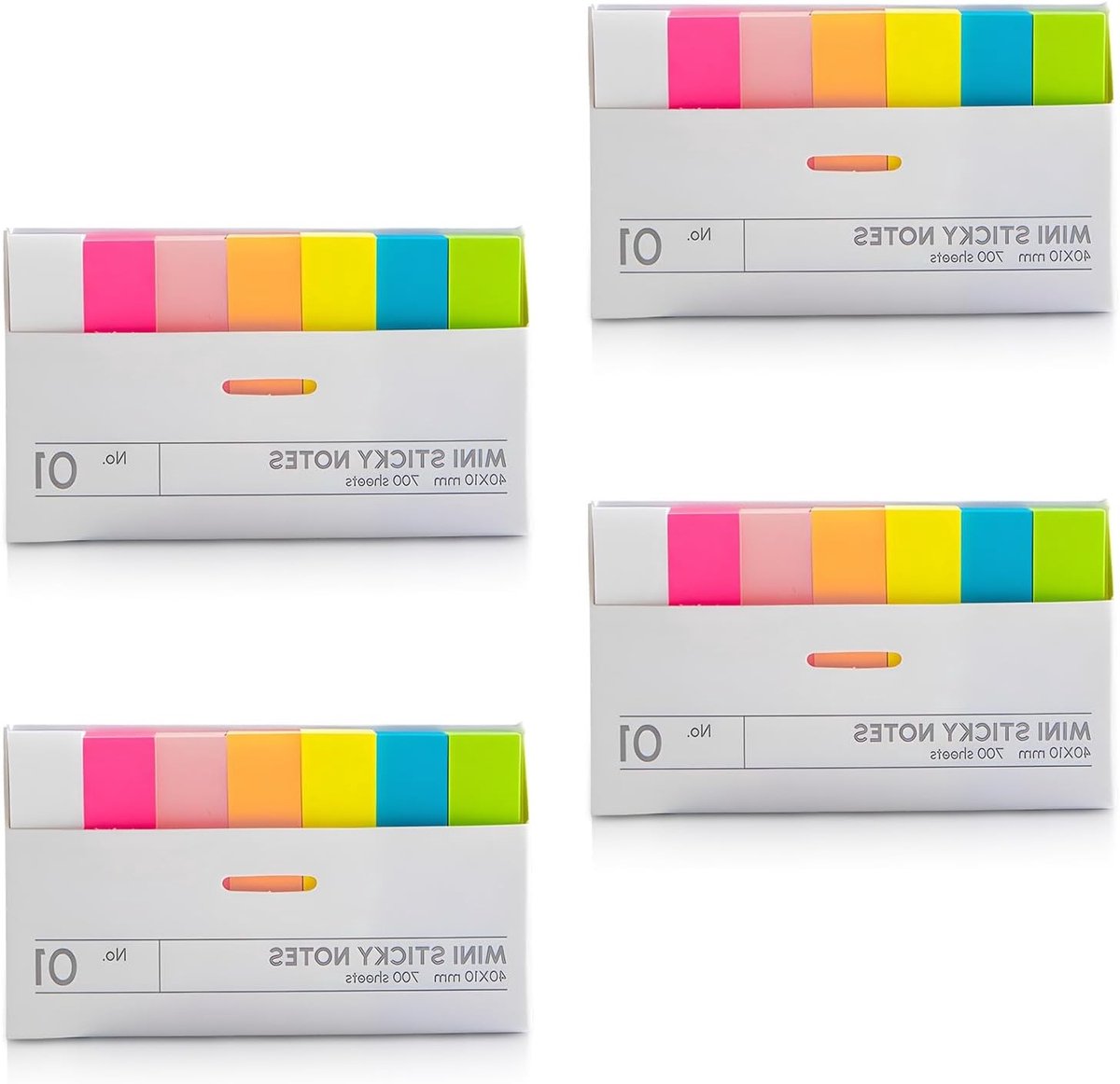 2800 Stuks Sticky Notes in 7 Kleuren, 41 x 11 mm, Ideaal voor School, Kantoor en Thuisgebruik