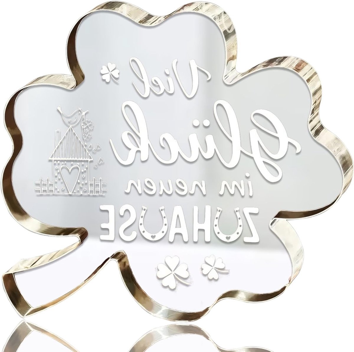 Elegante Acryl Signaal Gelukscharme Klavertje Vier met 4 Bladen - Persoonlijk Huiswarming Cadeau voor Vrouwen en Vrienden, Uniek en Creatief