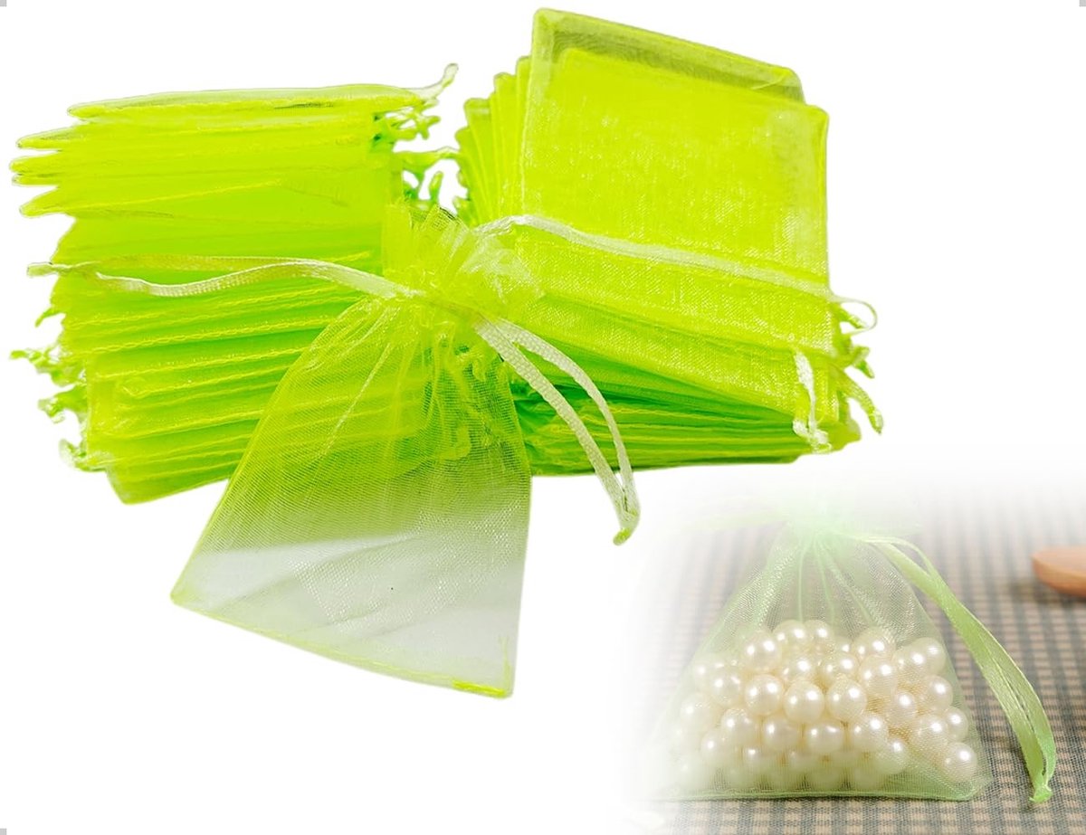 Seb2 - Organza Bags - Trouwen - Set van 50 - Groen - Sieraden tassen - Voor feesten en evenementen - Klein formaat