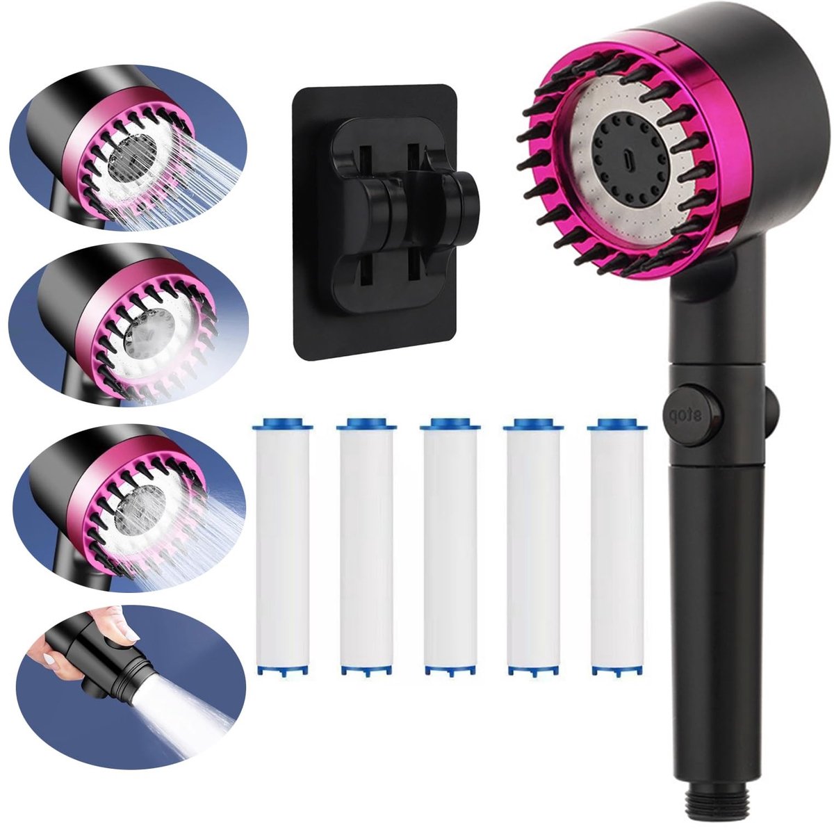 Seb2 - Shower Head High Pressure - Hoge druk douchekop - Modern design - Zwart paars - Douche ervaring - Ideaal voor dagelijks gebruik - Stijlvo...