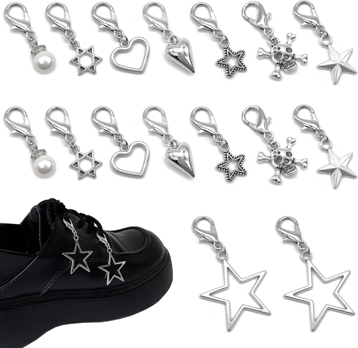 16-delige schoenen charms set voor decoratie van veters, punk stijl accessoires voor sneakers en casual schoenen