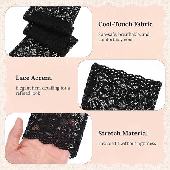 5 Paar Mouwen Kant - Mouwen - Kanten Mouwen - Imitatiemouwen - UV Bescherming - Armstukken - Ademend - Mouwen Met Bloemenmotief - Kanten Armwarmers - Geschikt Voor Buitenactiviteiten van Merkloos — afbeelding 5