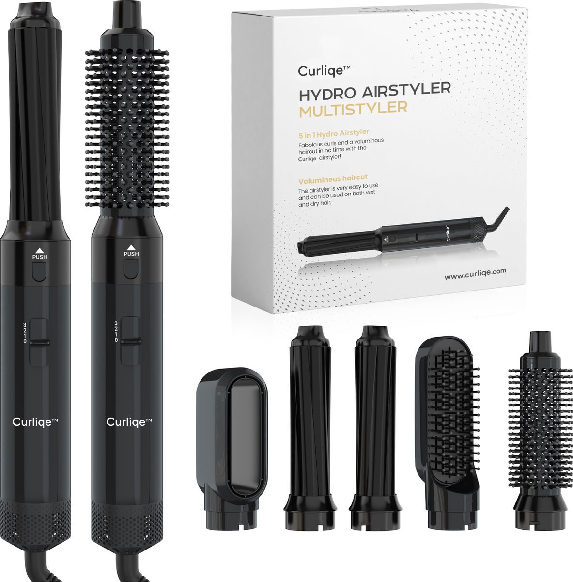 Curliqe™ Föhnborstel - Airstyler - Krulborstel - Krultangen - 5 in 1 Multistyler - Zwart