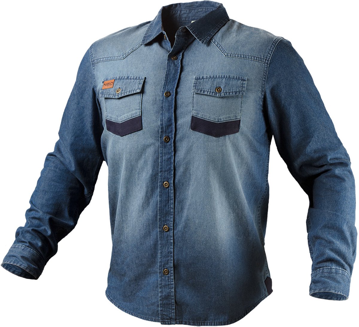 NEO DENIM - Werk Shirt - Versterkt op Ellebogen - Metalen Knopen
