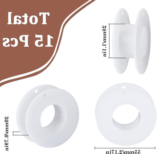 15 Stuks Lege Plastic Spoelen voor Draad Weven - Grote Diameter Organiser voor Haakgaren, Borduurdraden en DIY Projecten van Merkloos — afbeelding 5