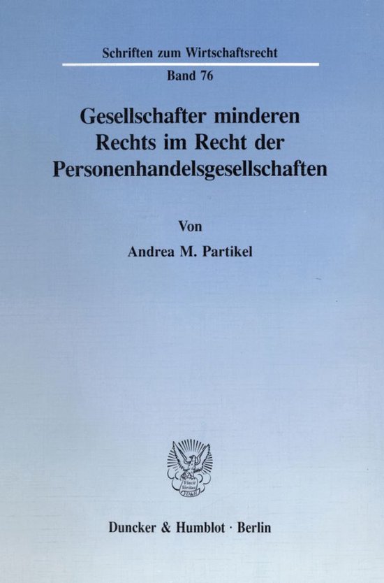 Gesellschafter Minderen Rechts Im Recht Der Personenhandelsg ... - cover