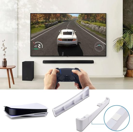 Set van 2 Horizontale Steunen voor PlayStation 5 - Basisstandaard met Antislipmatten voor Disc en Digitale Consoles in Wit — afbeelding 2