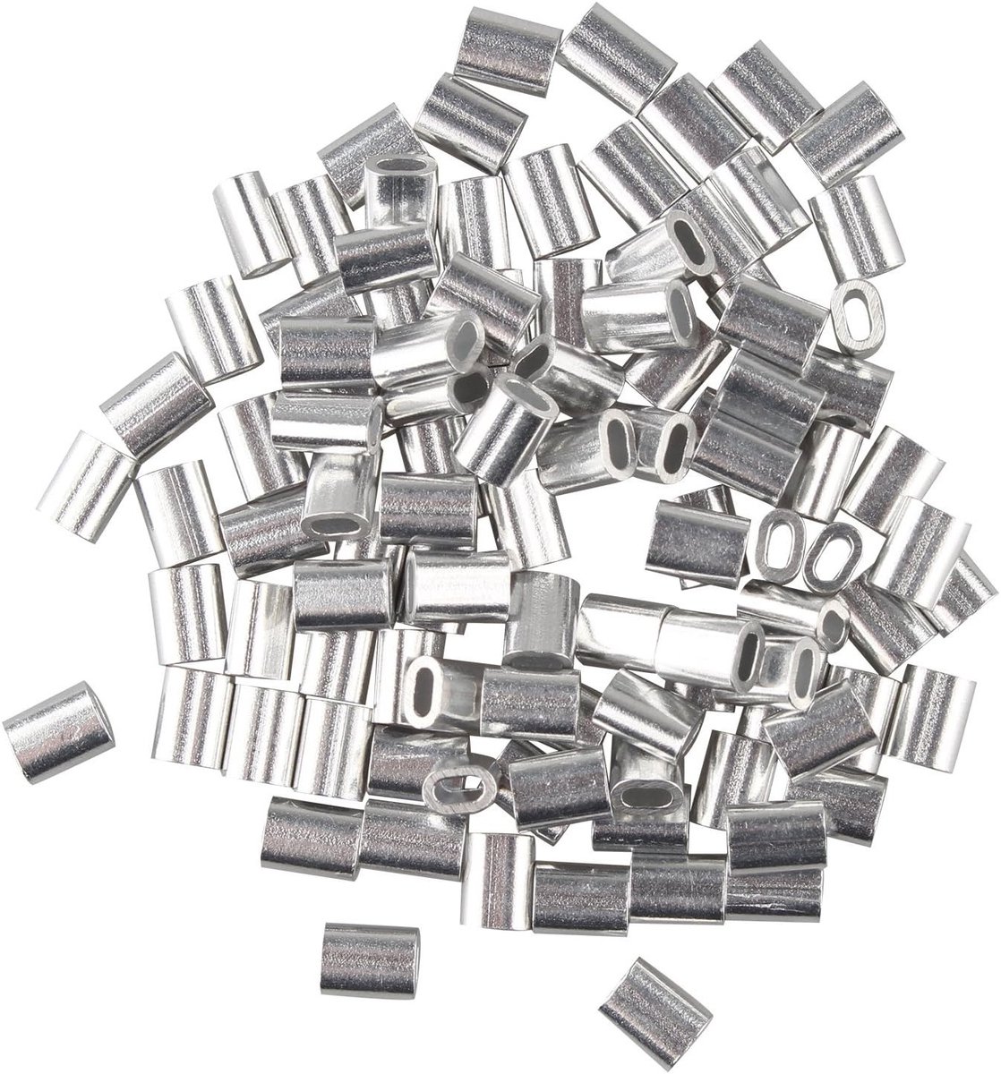 100 stuks Aluminium Crimping Loop Sleeve Clips voor 1.2mm Kabel en Touw - Ovalen Vorm, Duurzaam en Lichtgewicht