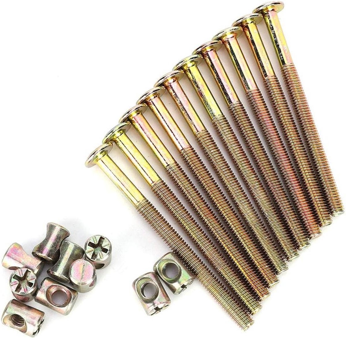 Set van 10 M6 Meubelbouten van Koolstofstaal met Barrel Nuts en Dowel Nut Verbindingselementen voor Duurzame Montage en Bevestiging