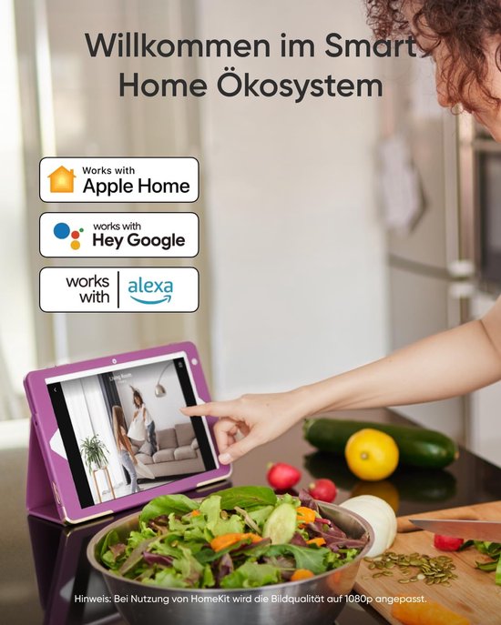 eufy Security Indoor camera E30 Zwart – Indoor Cam - Huisdiercamera met app - Petcam; 4K UHD – Pan & Tilt – AI Mens- en Huisdierdetectie – Kleurennachtzicht – Compatibel met Apple HomeKit – Tweewegcommunicatie – Lokale Opslag – Geen Abonnementskosten — afbeelding 2