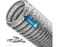 Afvoerslang - Flexibele buis - Luchtgeleiding - Hittebestendig materiaal - 150 mm x 2.5 m - Zilver
