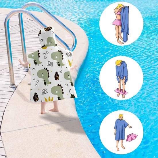 Hooded Badponcho voor Kinderen 65 x 75 cm - Microvezel Handdoek voor Zwemmen, Strand en Douchen — afbeelding 5