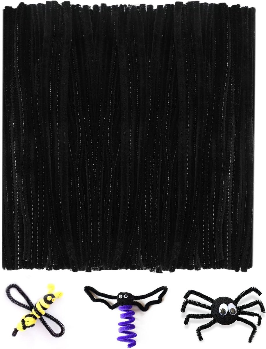 Bendable Pijpenragers Zwart 200 Stuks 30 cm voor Kinderen, Creatieve Knutselprojecten en Kerstdecoraties