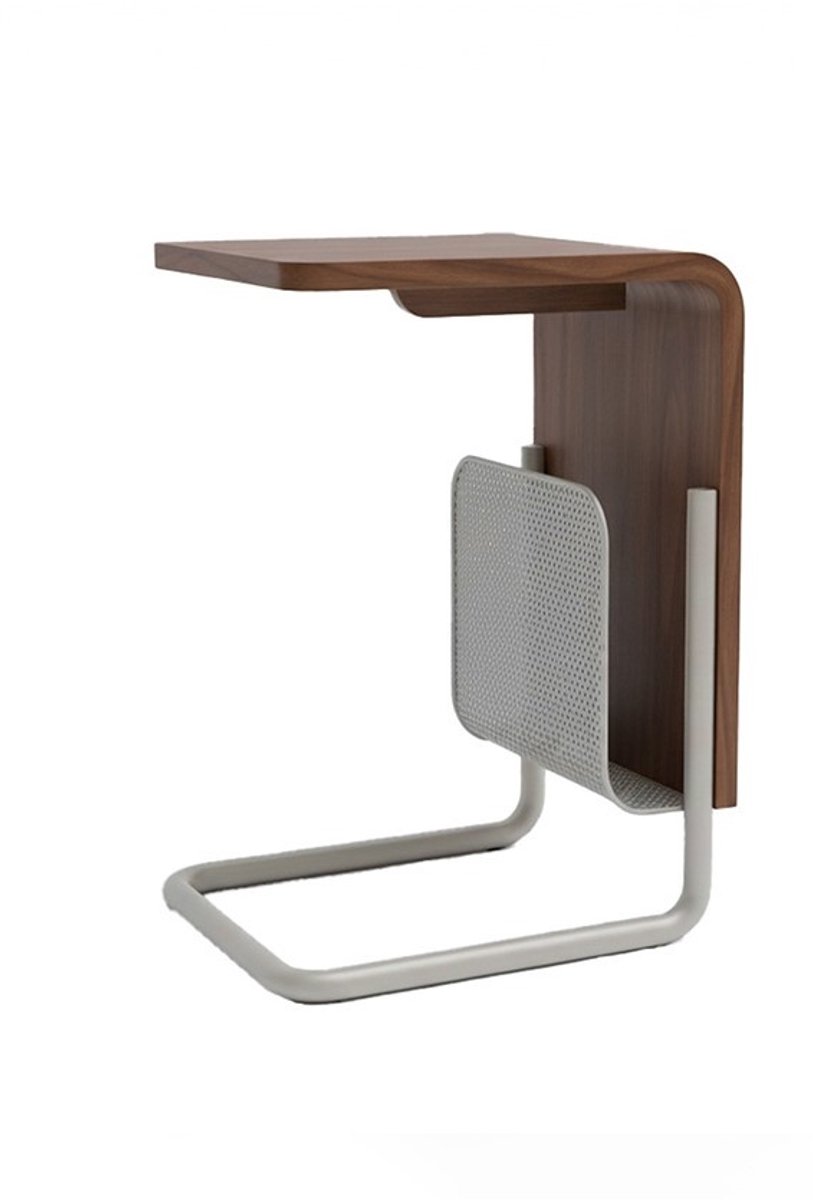 laptoptafel Saba met tijdschriftenhouder - mangohout walnoot - Japandi - 40x35x58 cm