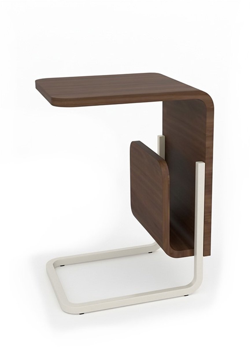 MySons Laptoptafel Belize met tijdschriftenhouder mangohout - walnoot - 40x35x58 cm - Japandi