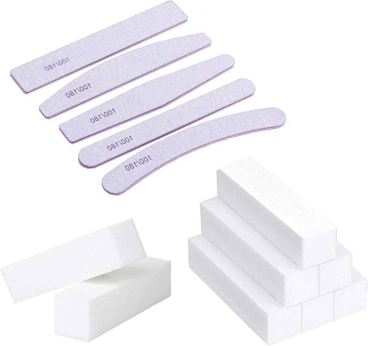 Professionele Nagelvijlen Set met 13 Stuks - 5x 100/180 Grit en 8x 120 Grit voor Natuurlijke, Acryl en Gel Nagels, Perfect voor Nagelverzorging en Vormgeving