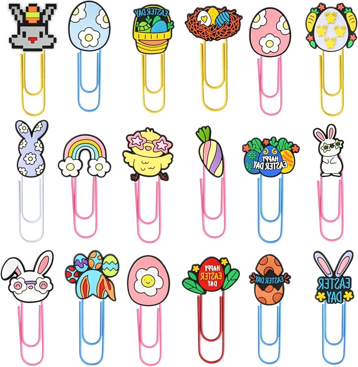 18 Stuks Grote Paperclips voor Pasen - Kleurige Kantoorbenodigdheden, Decoratie en Creatieve Projecten