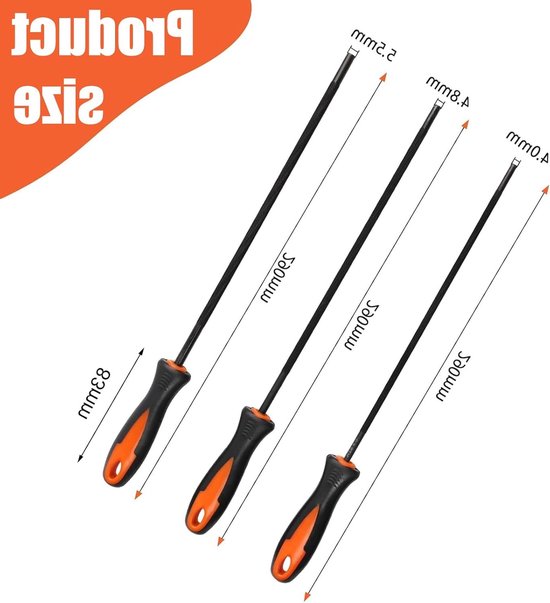 Set van 3 kettingzaagbestanden met handvat - Ronde bestanden 4mm, 4.8mm en 5.5mm voor optimale kettingonderhoud — afbeelding 5