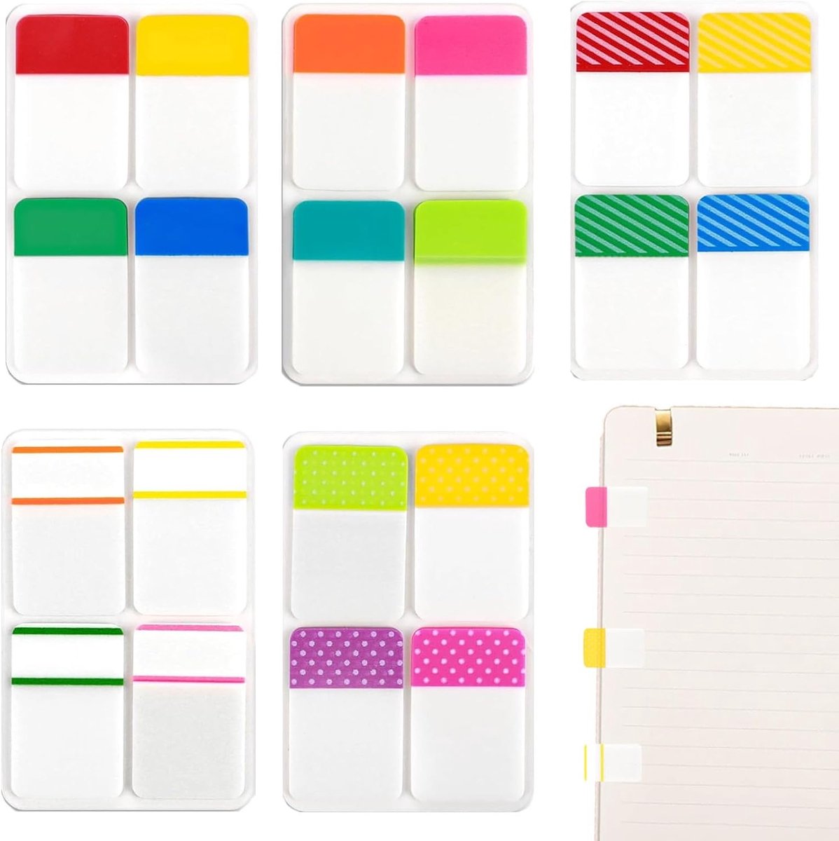 Set van 400 Zelfklevende Pagina Markers in 16 Kleuren, Ideaal voor Boeken, Agenda's en Documenten (87.5mm x 58mm)